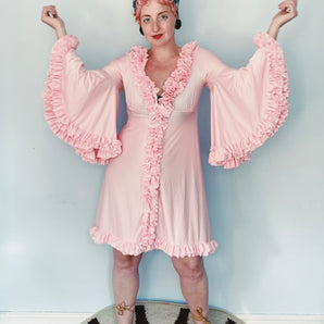 60s Baby Pink Ruffle Dress RARE!