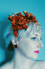 Load image into Gallery viewer, Metallic Orange Origami Crown / Headdress / Christmas / NYE
