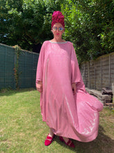 Load image into Gallery viewer, SUPER glittery Sparkle lurex Candy pink Kaftan Dress
