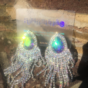 OTT Iridescent Gem Dangle Chandelier Earrings