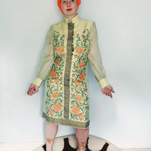Hawaiian Alfred Shaheen Vintage Silk Tunic Dress