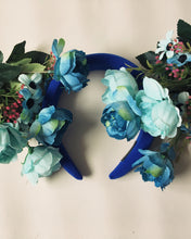 Load image into Gallery viewer, &quot;Floral Whimsy&quot; &#39;Blues Run the Game&#39; Vintage Floral Headdress Kit and Tutorial
