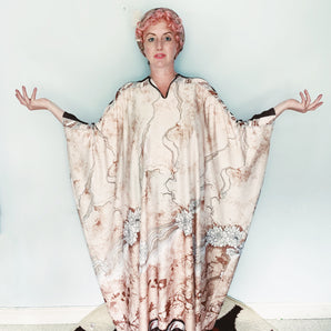 Free Size Vintage Marble Kaftan Dress