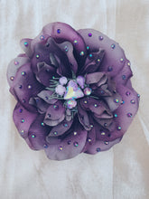 Load image into Gallery viewer, Blown Roses Aubergine Purple Bejewelled Brooch
