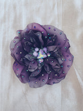 Load image into Gallery viewer, Blown Roses Aubergine Purple Bejewelled Brooch
