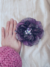 Load image into Gallery viewer, Blown Roses Aubergine Purple Bejewelled Brooch
