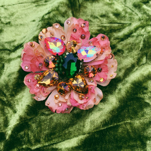 Bejewelled Brooch in Peachy Orange