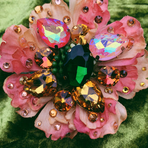 Bejewelled Brooch in Peachy Orange