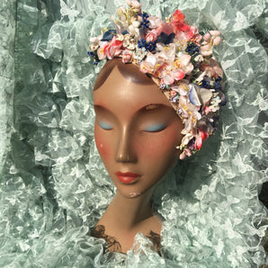 Vintage Silk flower Skullcap headdress