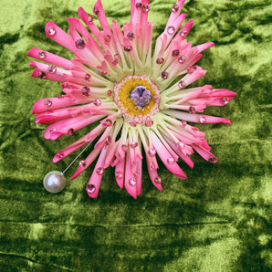 Artificial Gerberas Candy Crush Pink Bejewelled Brooch