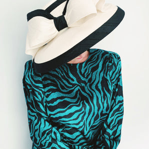 Monochrome black and White large bow Hat