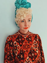 Load image into Gallery viewer, Brown and red 70s print long sleeve maxi dress
