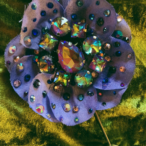 Silk Anemone Heavily Bejewelled Brooch