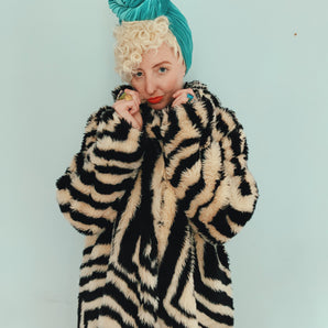 INCREDIBLE Cruella Zebra Faux Fur Coat