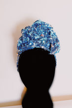 Load image into Gallery viewer, Blue / Silver sequin Party Turban
