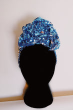 Load image into Gallery viewer, Blue / Silver sequin Party Turban
