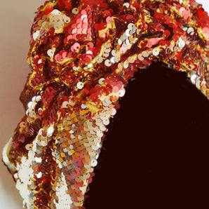 Style 2: Red / Gold sequin Party Turban