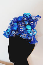 Load image into Gallery viewer, Vintage blue and silver baubles headdress
