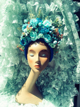 Load image into Gallery viewer, &quot;Floral Whimsy&quot; &#39;Blues Run the Game&#39; Vintage Floral Headdress Kit and Tutorial
