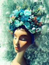 Load image into Gallery viewer, &quot;Floral Whimsy&quot; &#39;Blues Run the Game&#39; Vintage Floral Headdress Kit and Tutorial
