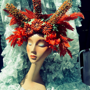 Red Wildflower floral headdress / Autumnal / tribal / flower crown / headdress