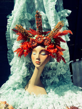 Load image into Gallery viewer, Red Wildflower floral headdress / Autumnal / tribal / flower crown / headdress
