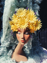 Load image into Gallery viewer, Yellow 60s daisies and Lavender Vintage Flower Headdress
