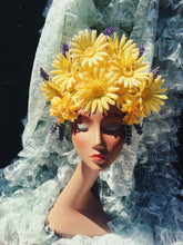 Load image into Gallery viewer, Yellow 60s daisies and Lavender Vintage Flower Headdress
