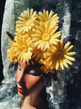 Load image into Gallery viewer, Yellow 60s daisies and Lavender Vintage Flower Headdress
