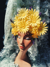 Load image into Gallery viewer, Yellow 60s daisies and Lavender Vintage Flower Headdress
