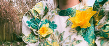 Load image into Gallery viewer, Marie Curie Large Yellow bejewelled Daffodil Pearl Pin Brooch
