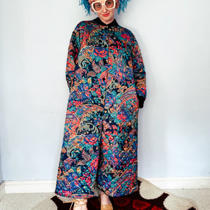 Original 90s housecoat with multicoloured print