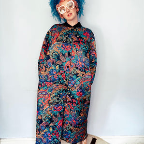 Original 90s housecoat with multicoloured print