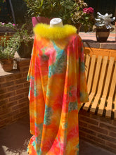 Load image into Gallery viewer, Zap Lolly - Marble print Marabou Trim Kaftan Dress
