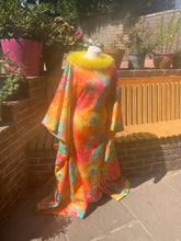Load image into Gallery viewer, Zap Lolly - Marble print Marabou Trim Kaftan Dress
