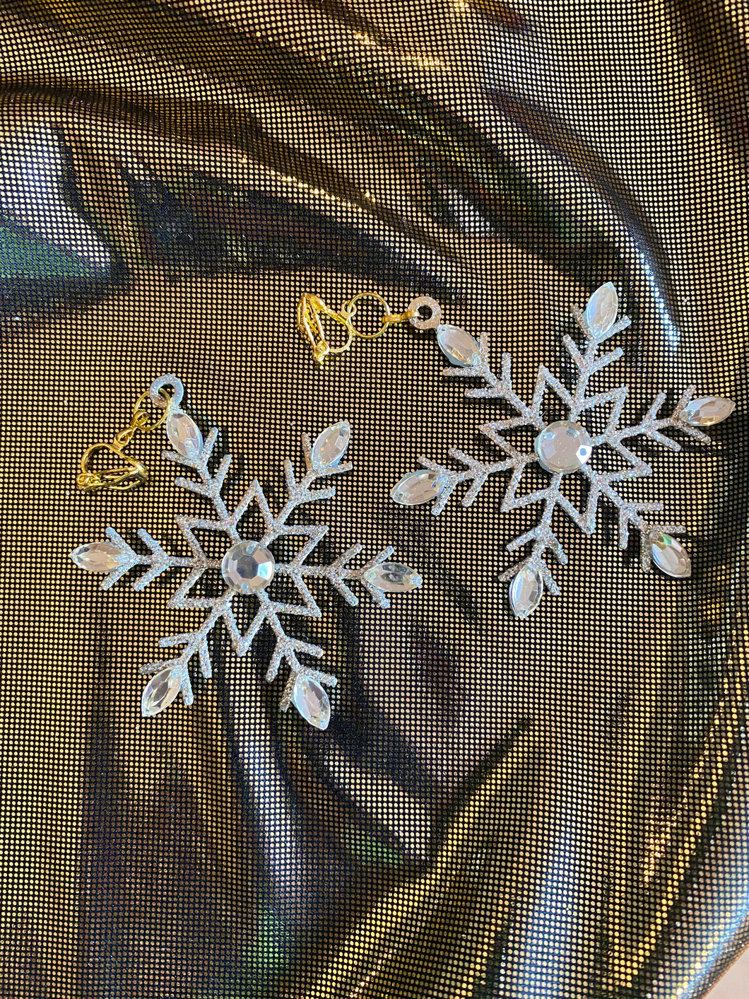 Mini Gold Glitter Snowflake Earrings