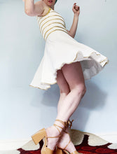 Load image into Gallery viewer, vintage 80s ice skater mini dress, white and gold
