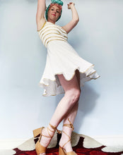 Load image into Gallery viewer, vintage 80s ice skater mini dress, white and gold
