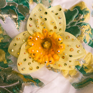 Marie Curie Yellow bejewelled Daffodil Brooch