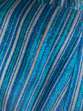 Load image into Gallery viewer, Glitter striped Blue and Silver Striped 60s Maxi Dress
