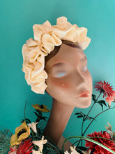 Load image into Gallery viewer, Lemony Cream Silk Ruffle headband - Shine-Sheen finish - ASYMMETRICAL style
