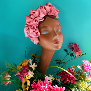 Baby Pink Silk Ruffle headband - Shine-Sheen finish - ASYMETRICAL style