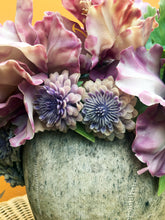 Load image into Gallery viewer, Vintage floral Headdress in lavenders and pastel shades
