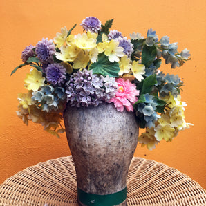 Vintage flowers in a floral Headdress in pastel shades