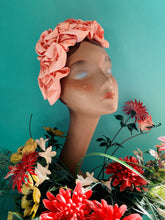 Load image into Gallery viewer, Peach Silk Ruffle headband - Shine-Sheen finish - ASYMMETRICAL style
