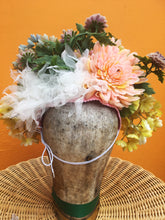 Load image into Gallery viewer, Vintage flowers in a floral Headdress in pastel shades
