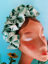 Load image into Gallery viewer, Green Silk Ruffle headband - Shine-Sheen finish - ASYMMETRICAL style
