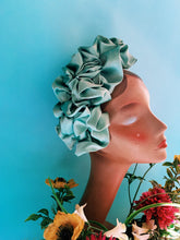 Load image into Gallery viewer, Green Silk Ruffle headband - Shine-Sheen finish - ASYMMETRICAL style
