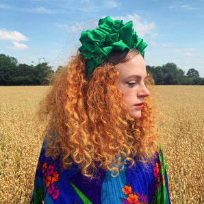 Emerald Green Silk Ruffle Headband