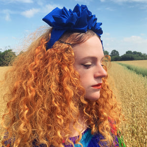 Royal Blue Silk Ruffle Headband